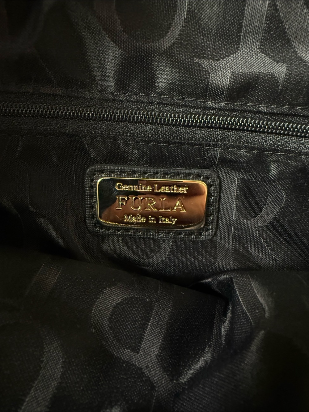 Furla Black Leather Tote with Gold Logo - Picture 6 of 6